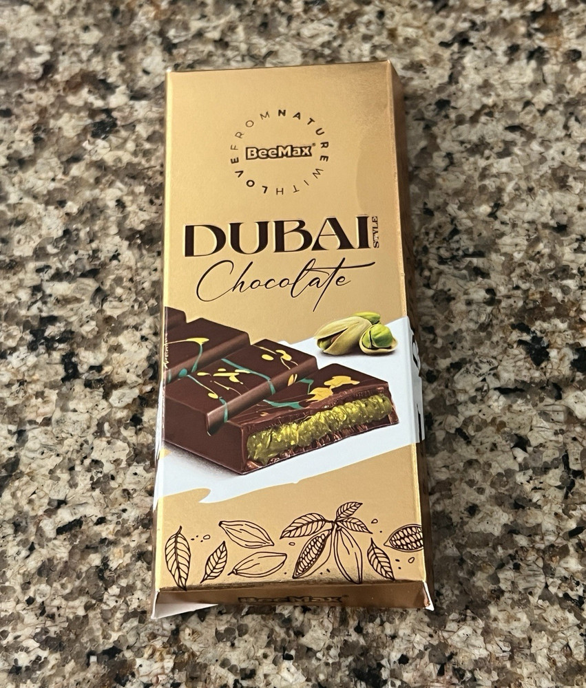 BeeMax Dubai Style Milk Chocolate Block with Kadayif & Pistachio Cream 95g