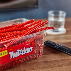 Twists Strawberry Flavored Licorice Style, Chewy Holiday Candy Tub, 5 lb