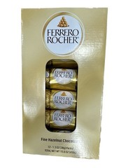 FERRERO ROCHER FINE HAZELNUT CHOCOLATE CANDY INDIVIDUALLY GOLD WRAPPED BOX