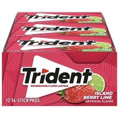 Trident Island Berry Lime Sugar Free Gum, 12 Packs of 14 Pieces (168 Total