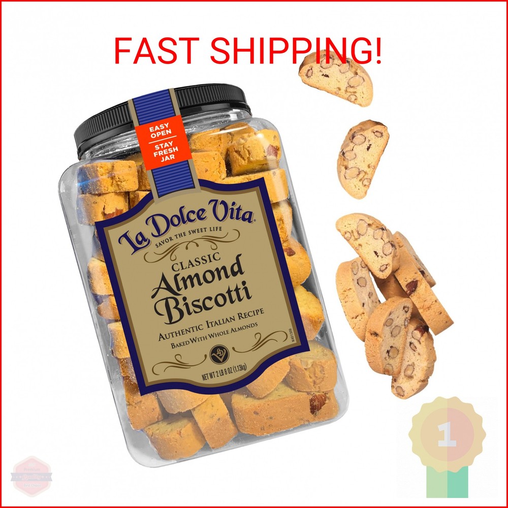 La Dolce Vita Classic Almond Italian Biscotti Cookies, Gourmet Coffee & Tea Dipp