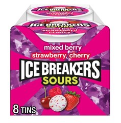 Ice Breakers Sours Strawberry-Mixed Berry and Cherry 1.5 Oz Containers (Pack …