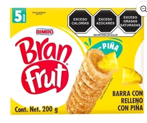 3 x Bran Frut Barras Con Relleno De Piña 5 Piezas 200 g Mexican product
