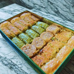 Gulluoglu Assorted Turkish Baklava 25 pieces (1.76lb – 800gr), Metal Box