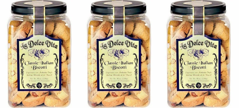 3 PACK La Dolce Vita Classic Italian Almond Biscotti, 40 oz
