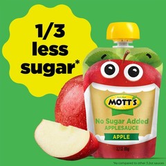 Mott’s No Sugar Added Applesauce, Made from Real Fruit, 20 Count
