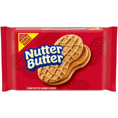 NUTTER BUTTER Peanut Butter Sandwich Cookies, Family Size, 16 oz..