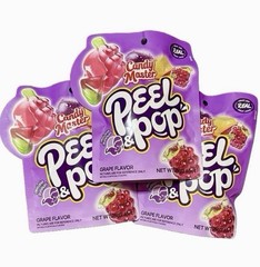 3 Pack Candy Master Peel & Pop Grape Peelable Gummy Candy Halal 75g Each