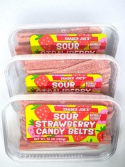 Trader Joe’s Sour Strawberry Candy Belts Strips Best By 02/01/27 Vegan – 3 BOXES