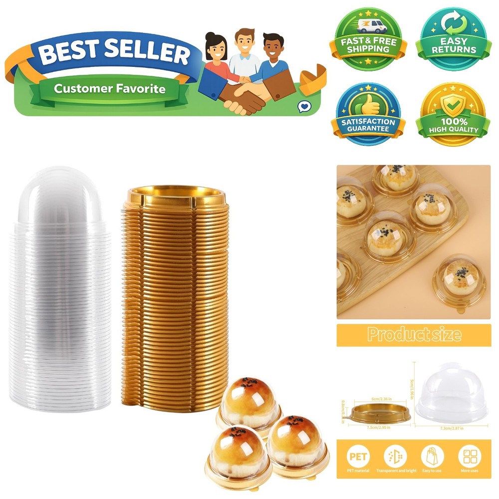 50 Pack 2 Inch Clear plastic mini cake box muffins box cookies cookies muffin…