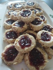 AMAZING HOMEMADE JAM THUMBPRINT COOKIES rolled in walnuts (2 DOZEN)