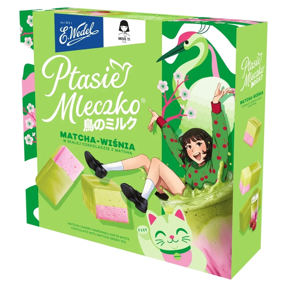 Wedel MATCHA & CHERRY – Birds Milk Marshmallows White Chocolate 340g / 12oz