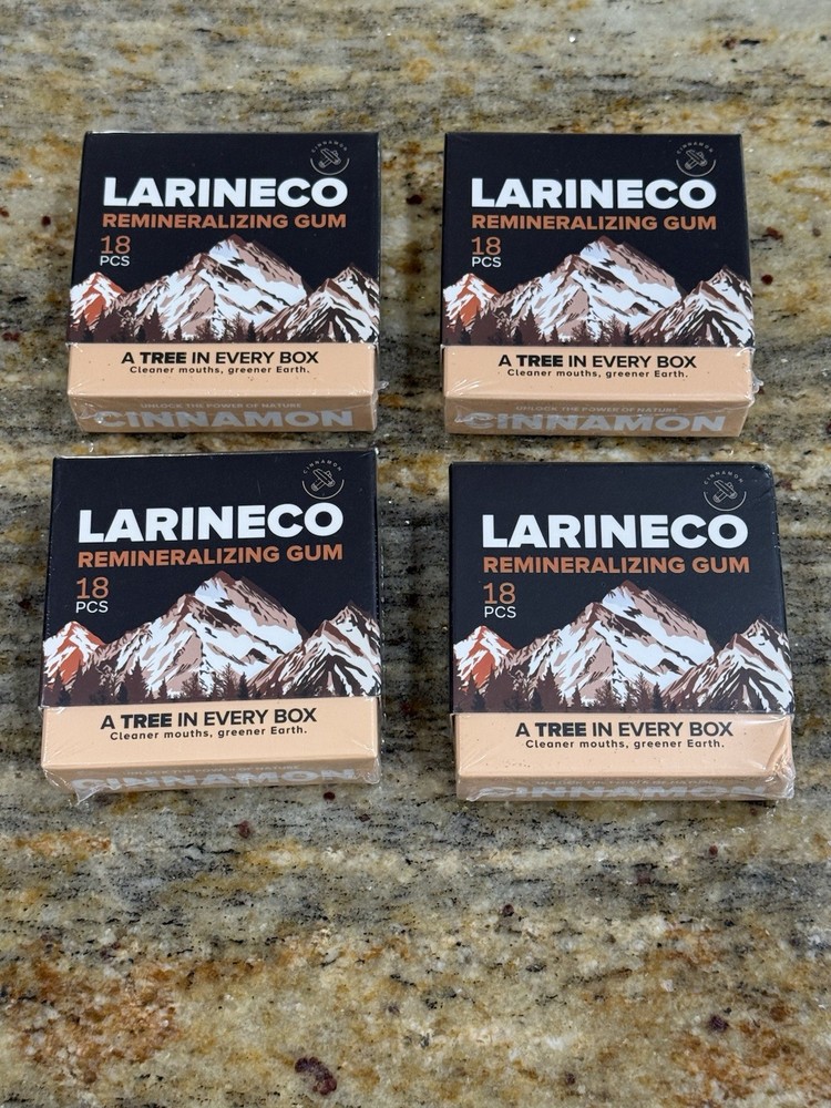 4 LOT Larineco Remineralizing Cinnamon Gum with Nano Hydroxyapatite & Xylitol