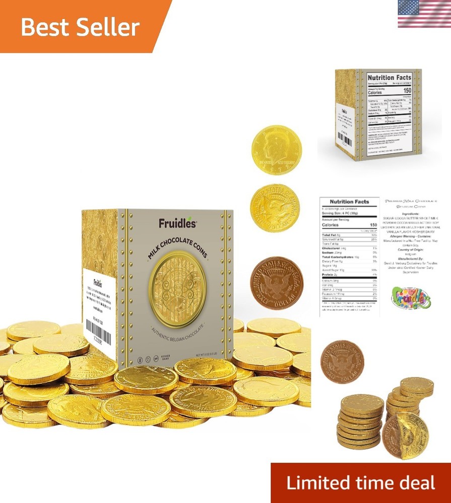 Gourmet Milk Chocolate Gold Coins – Nut Free Belgian Vault Box (Approx. 40 Co…