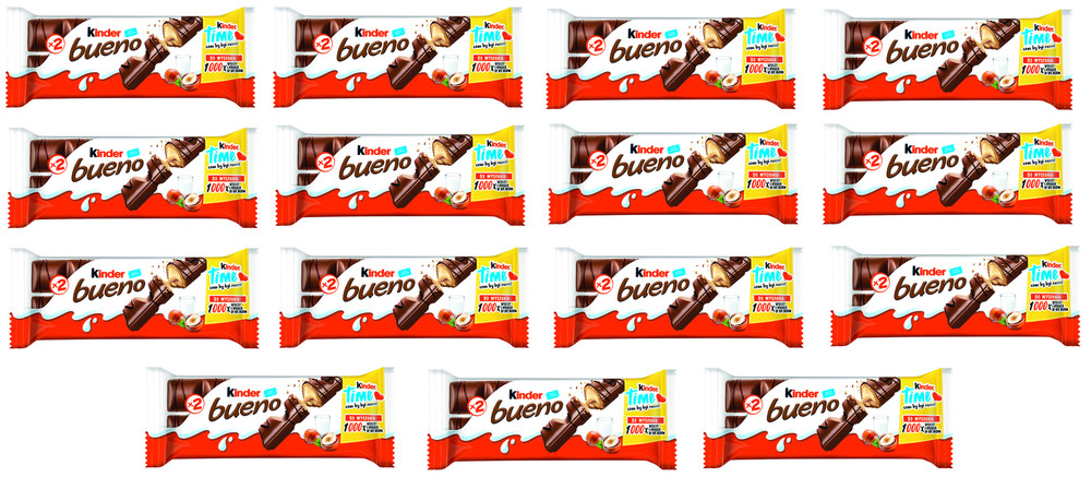 15x FERRERO KINDER BUENO – 43G – CHOCOLATE COVERED WAFER HAZELNUT CREAM
