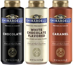 Ghirardelli Premium Sauce Pack 3 Chocolate Caramel White Chocolate 16oz Bottles