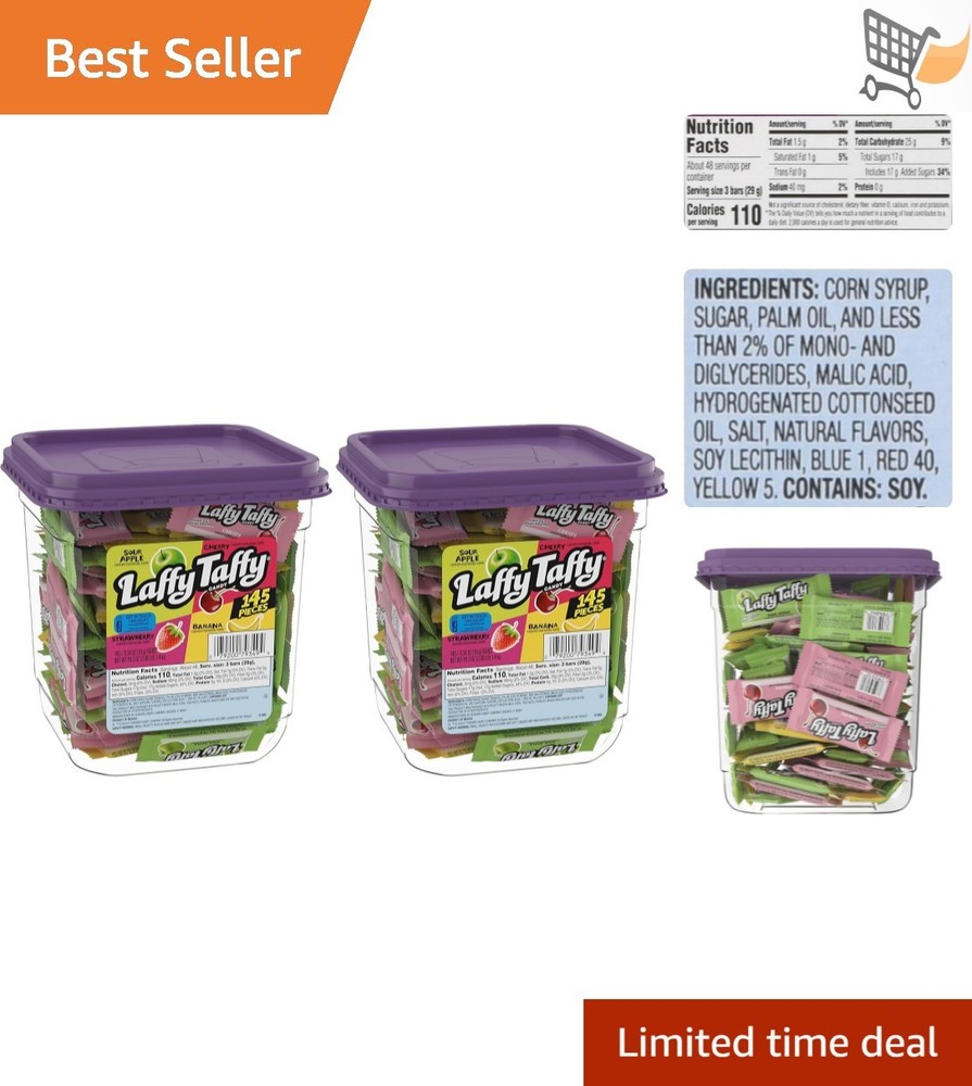 Assorted Fruit Flavored Taffy Candy 145 Pieces Pack of 2 Chewy and Individual…