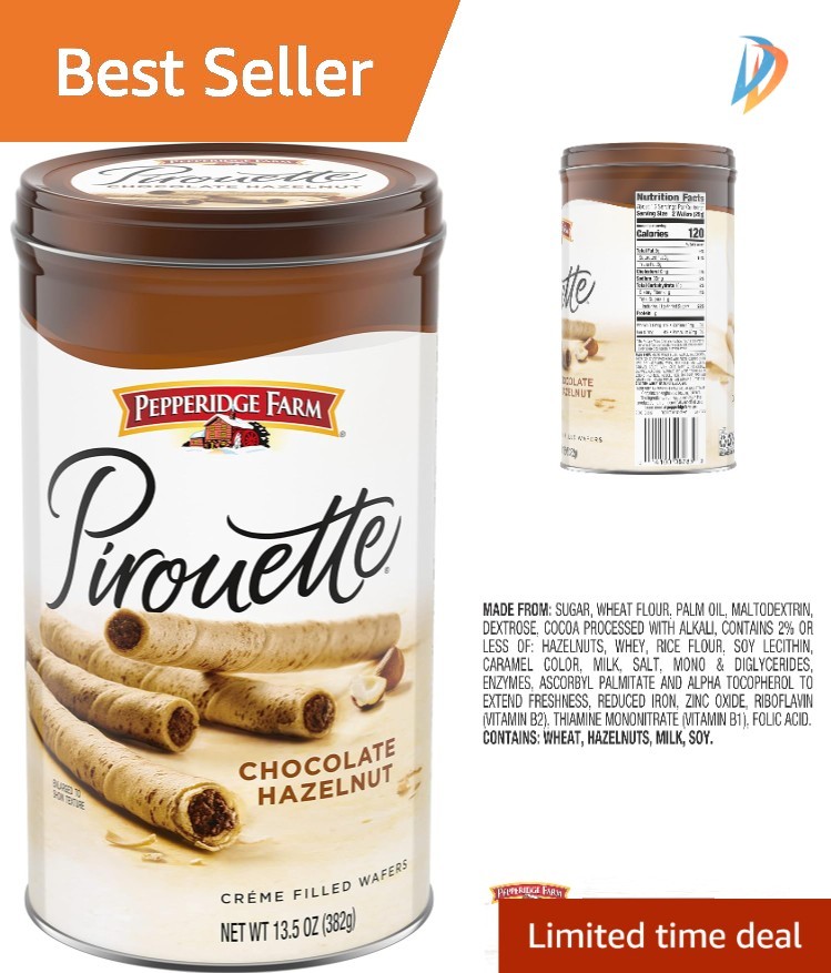 Pirouette Cookies – Indulgent Chocolate Hazelnut Créme Filled Wafers, 13.5 Oz