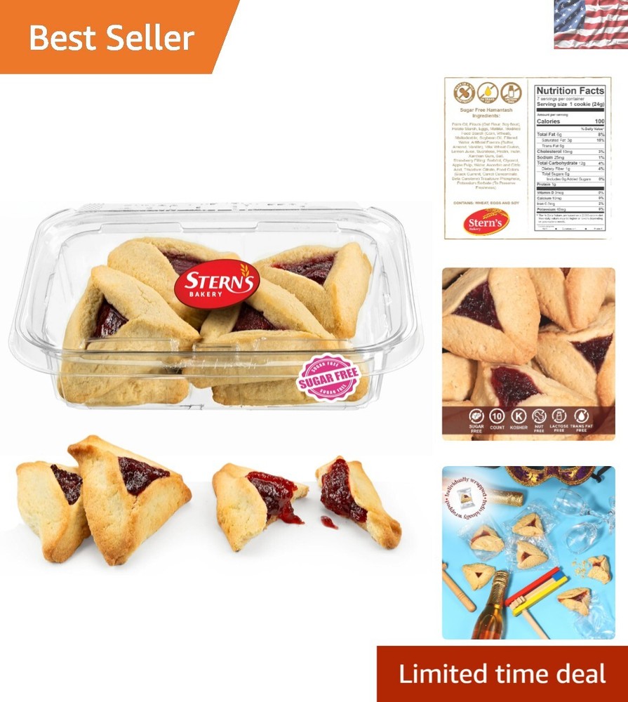 Luxury Sugar Free Strawberry Hamentaschen Cookies | 10 Count | Diabetic Friendly