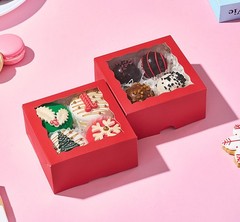40 Pack 4x4x2 inches Red Bakery Boxes with Window – Macaron, Cookie, Chocolat…