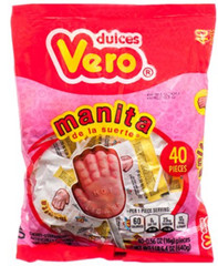 Manita De La Suerte Vero Cherry Strawberry Mexican Lollipop 40 Pieces