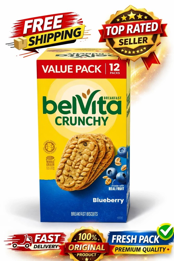 belVita Breakfast Bars Biscuits, Blueberry, Value Pack, 12 Packs (4 Biscuits Per