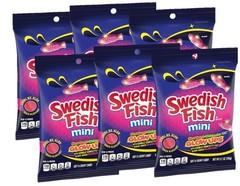 6 Bags Swedish Fish Mini Glow Ups Candy, Snack, Treat ~ 6.7oz