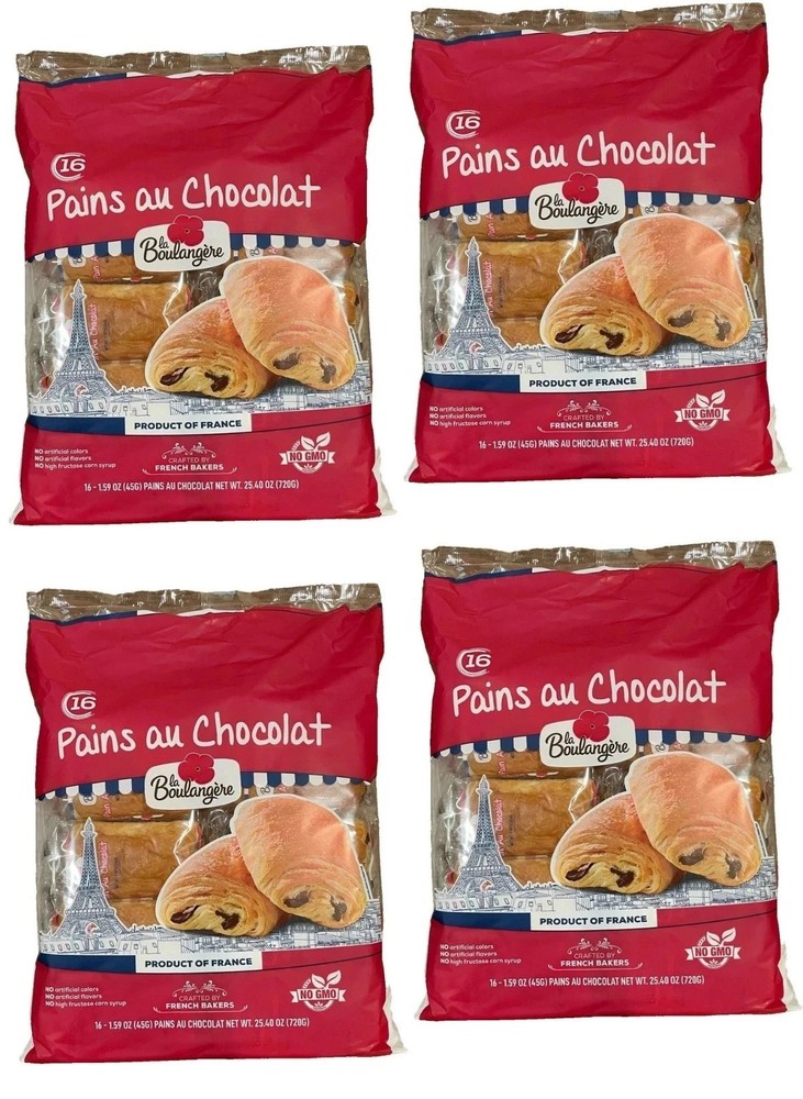 4-PK La Boulangere Pains Au Chocolat, Chocolate Croissants, Individually Wrapped