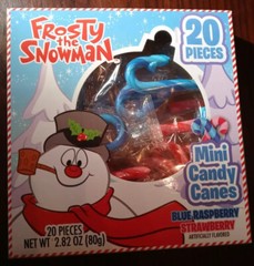 Frost The Snowman Mini Candy Canes 20 Pieces Blue Raspberry And Strawberry