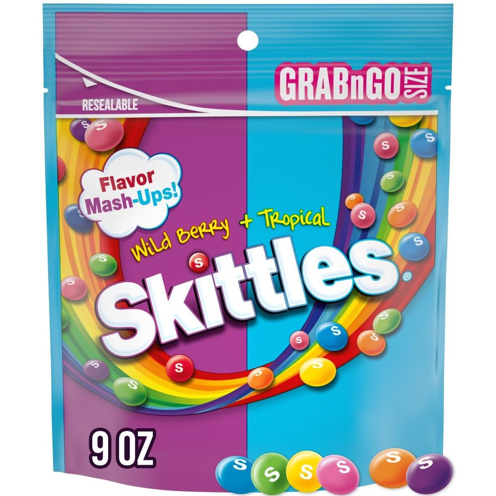 SKITTLES Mash-Ups Wild Berry and Tropical 9 Ounce (Pack of 1), Assorted