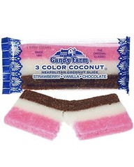 Neapolitan Coconut Slice 3 color Bar Strawberry~Vanilla~Chocolate 2.25oz