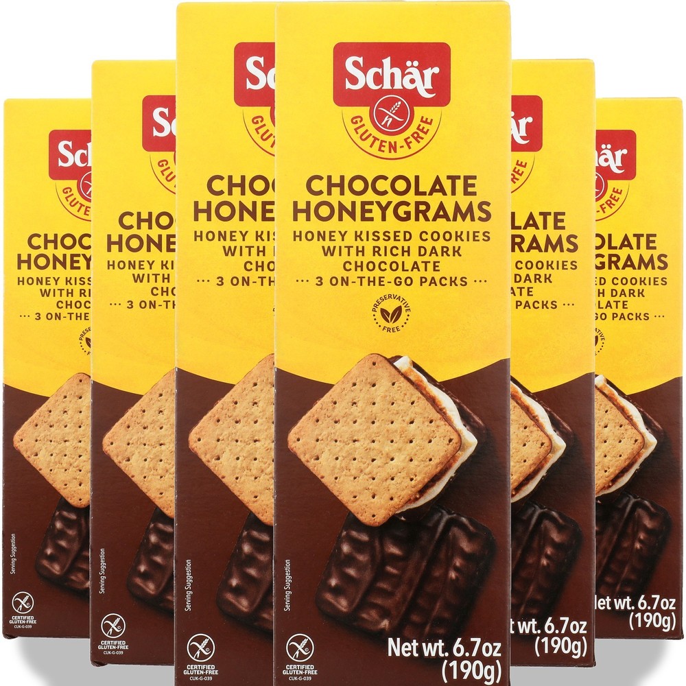 Schar Chocolate Honeygrams Gluten-Free Cookies 6.7 Oz 190G 3 On-The-Go 6 Pack