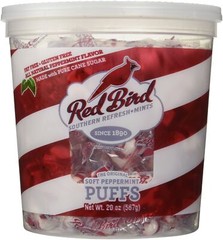 Red Bird Soft Peppermint Puffs 18 Ounce Tub Individually Wrapped Candy