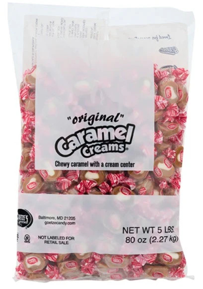 Goetze’s 5 lb Vanilla CARAMEL CREAMS Bullseye Candy Carmel Bulls Eye Goetze