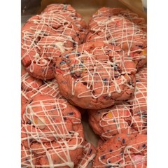 Strawberry Cookies Pink Dozen Confetti Sprinkles White Drizzle Crumble Homemade