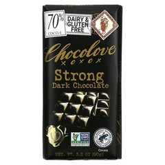 Chocolove Strong Premium Dark Chocolate Bar, Non-GMO, (90 G) 3.2oz (144 Pack)