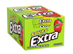 Extra (Sour Strawberry) Bubble Gum Sugarfree, perfect for Fresh Breath 10 Pack