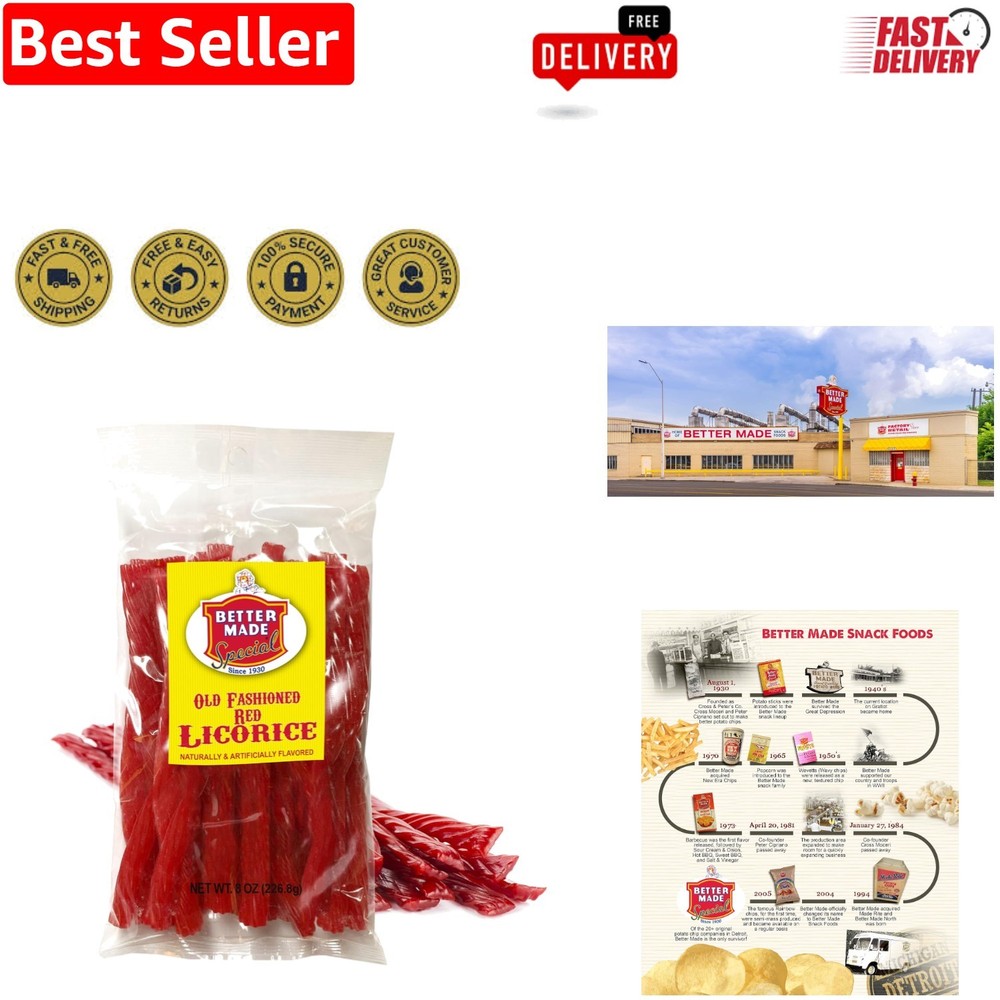 Old Fashioned Red Licorice – 8oz Vegetarian Treat – Bursting with Flavor
