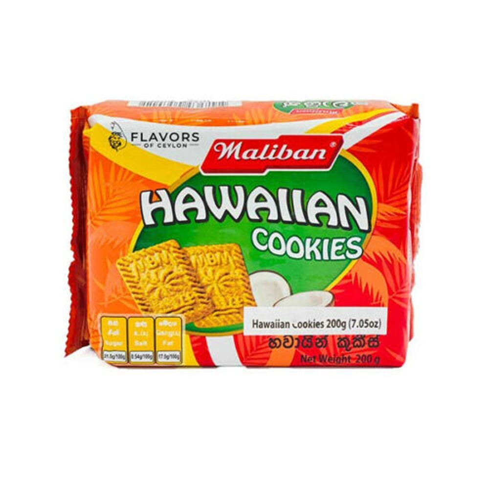 COOKIES SWEET COCONUT MALIBAN HAWAIIAN BISCUITS 200g TEA TIME 100% SRILANKA
