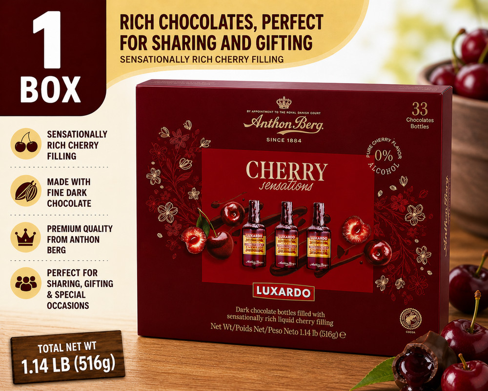 Anthon Berg Luxardo Cherry Filled Chocolate Bottles, 33-count Item 1942214