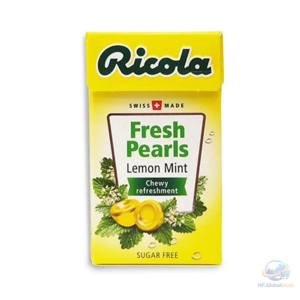 10 PCS Ricola Herbal Sugar Free Fresh Pearls Lemon Mint Chewy Refreshment 25g
