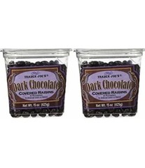 2 Packs Trader Joe’s Dark Chocolate Covered Raisins 15 oz Each Pack