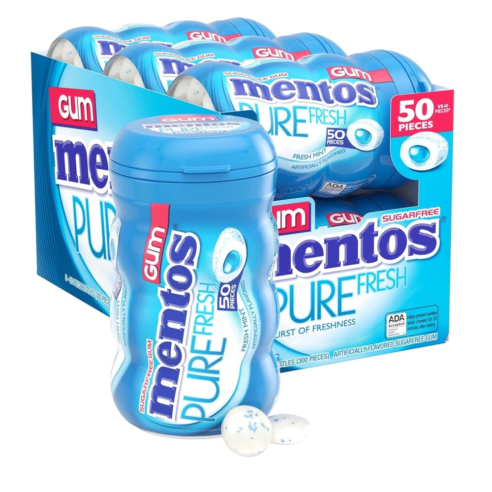 Bulk Pack of 6 Pure Fresh Chewing Gum, Fresh Mint, 50 Pieces