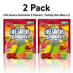 (2 Pack) Life Savers Gummies 5 Flavors Gummy Candy, Family Size – 26 oz Bag
