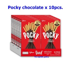 Pocky Chocolate coated biscuits sticks Glico Snack 49g x Pack 10 pcs.