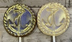 12 Gold Dusted Anchor Chocolate Pop Nautical Beach Baby Wedding Elegant Favor