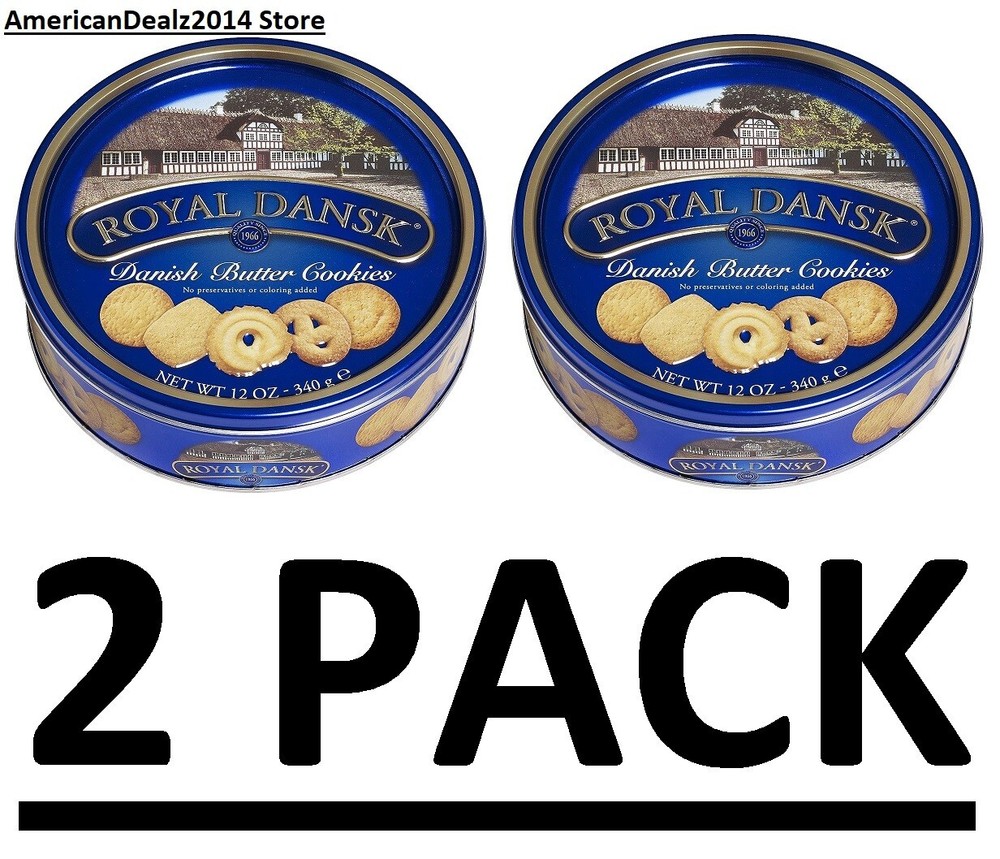 2 PACK – Royal Dansk Danish Cookies Tin, Butter, 12 Oz (Total 24 oz) FRESH