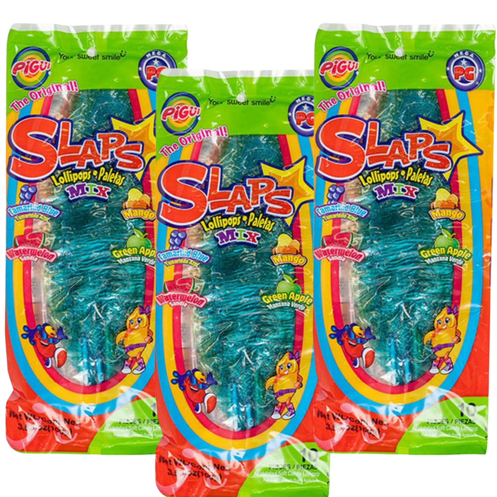 Slaps Mix Candy 30 Count Tamarind Mango Watermelon Green Apple 3 Bags