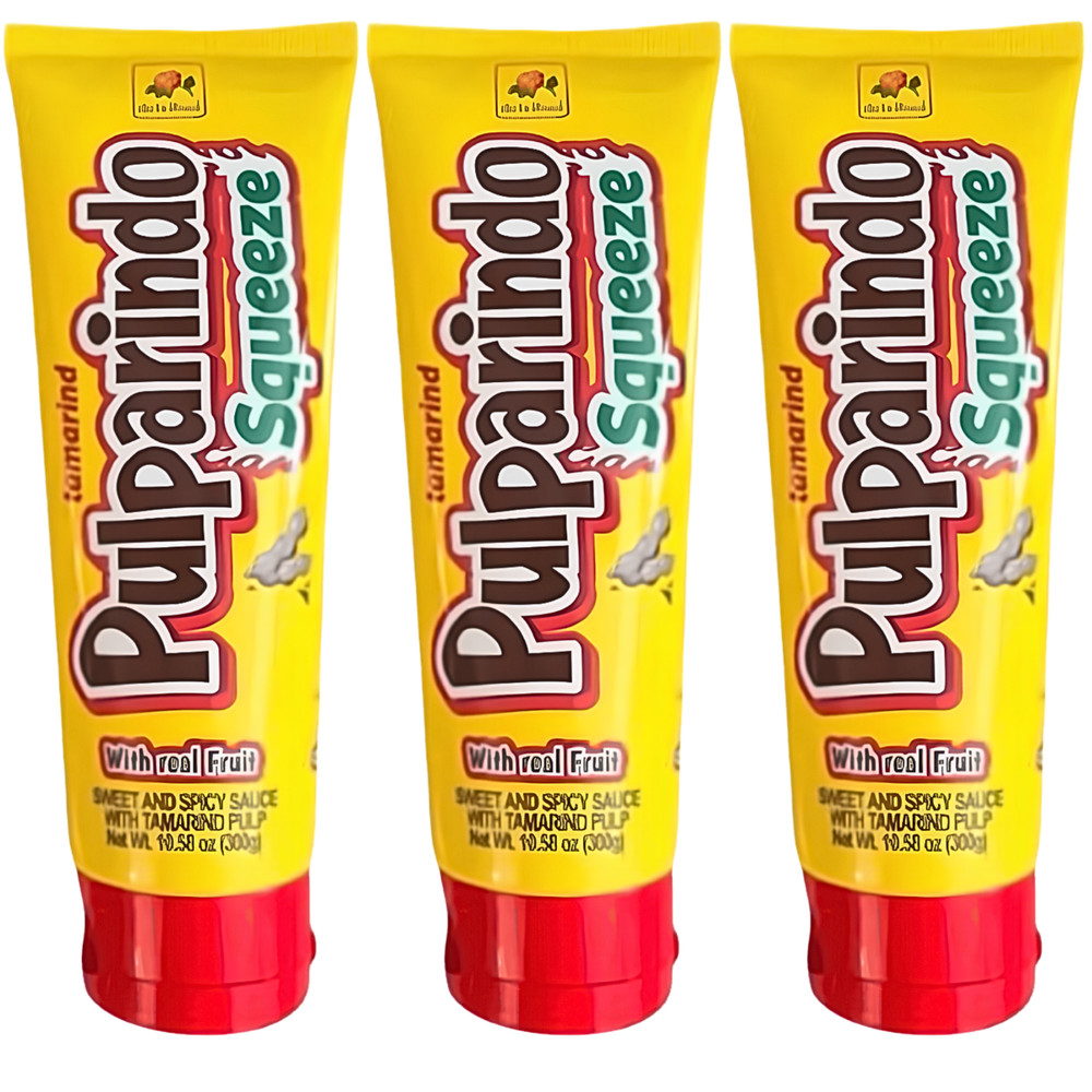 Pulparindo Squeeze Tamarind Candy 3 Pack Sweet & Spicy With Real Fruit