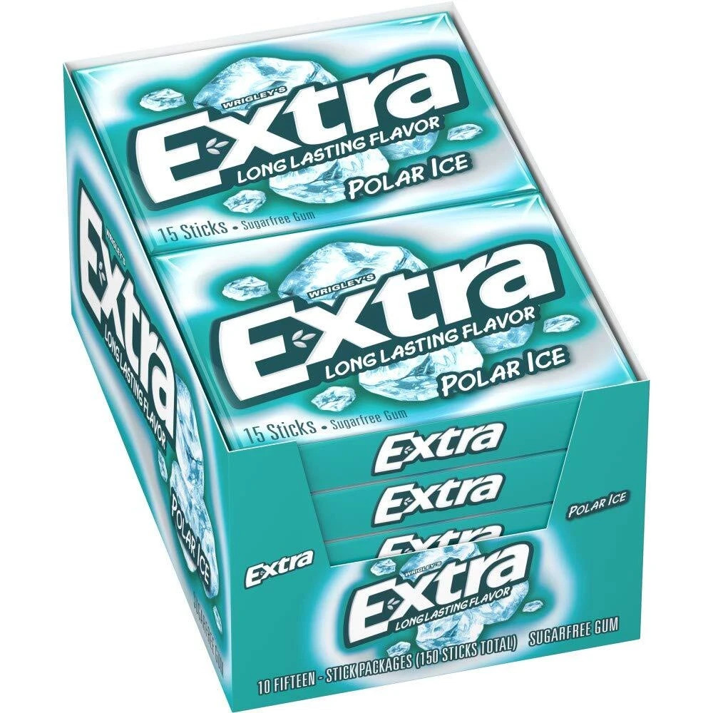 EXTRA Polar Ice Sugarfree Gum, 15 piece pks. – 10 ct – 3 BOXES